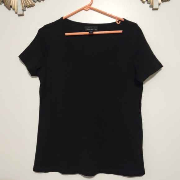 Solid Black Attention Short Sleeves Blouse Size XL 100% Cotton Super Comfy - Picture 3 of 10